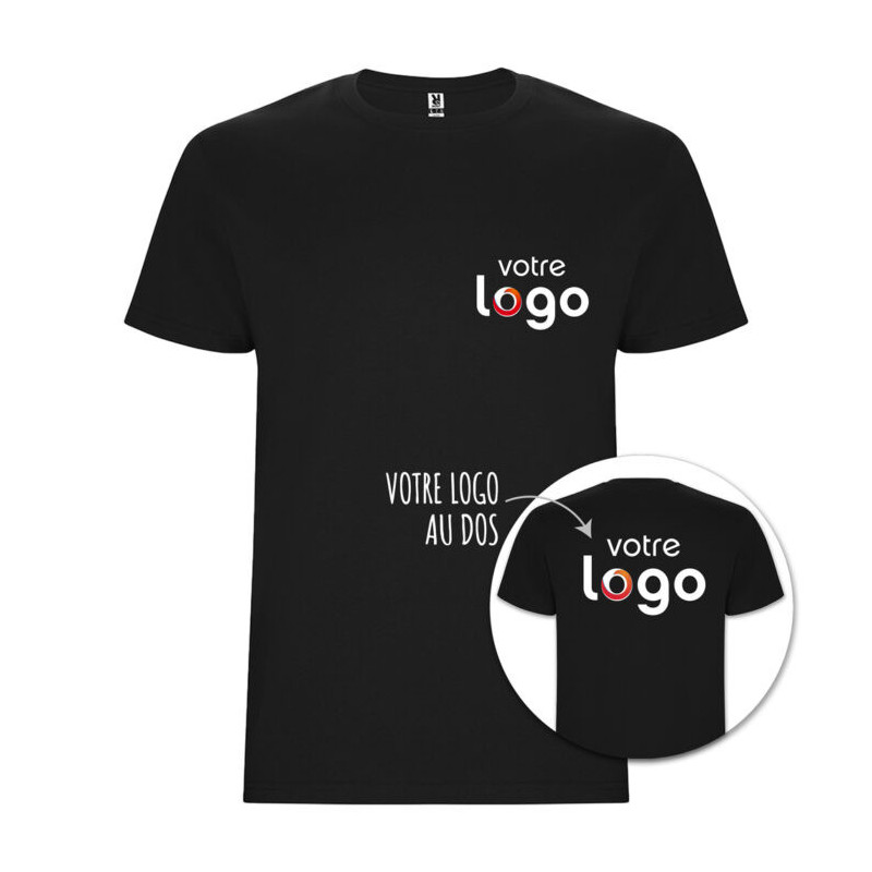 T-shirt mixte Roly® – Noir recto verso