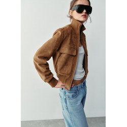 FAUX SUEDE BOMBER JACKET